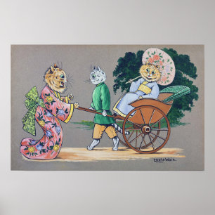 Japanese Style Cats, Louis Wain Poster