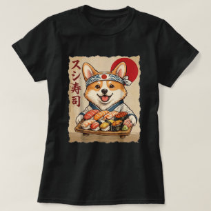Japanese Style Corgi Sushi Roll Art T-Shirt