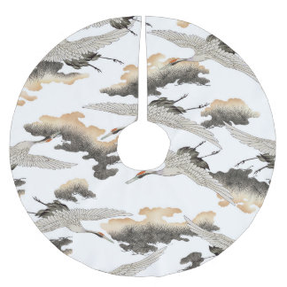 Japanese style crane: elegant design. brushed polyester tree skirt