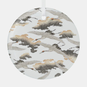 Japanese style crane: elegant design. glass ornament