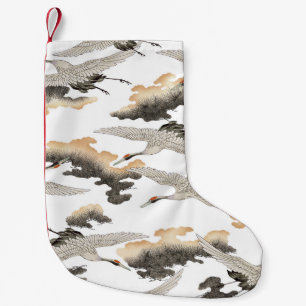 Japanese style crane: elegant design. small christmas stocking