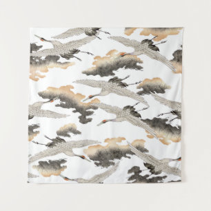 Japanese style crane: elegant design. tapestry