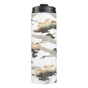 Japanese style crane: elegant design. thermal tumbler