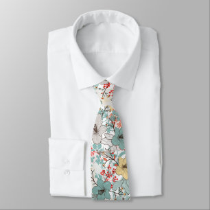 Japanese Style Floral Pattern Tie