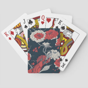 Japanese Style Flowers Pattern Playing Cards
