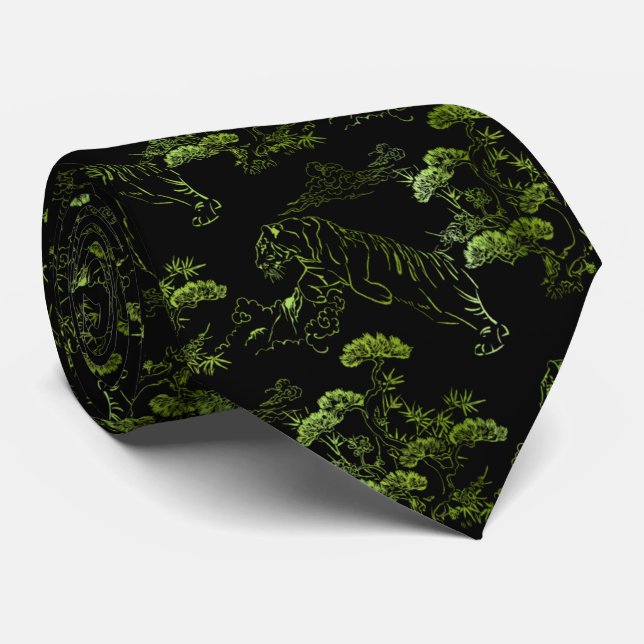 Japanese-style green tiger tie (Rolled)