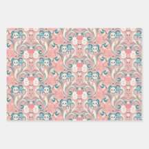 Japanese Style Kawaii Art 3 Wrapping Paper Sheets