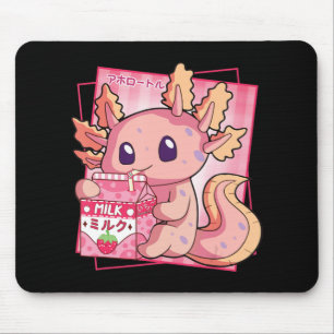 Japanese Style Kawaii Axolotl Strawberry Milk Anim Mouse Pad