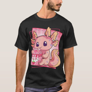 Japanese Style Kawaii Axolotl Strawberry Milk Anim T-Shirt