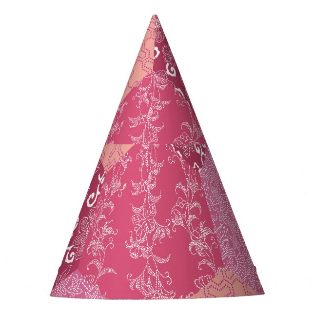 Japanese Style Patchwork Pattern Design Party Hat (Front)
