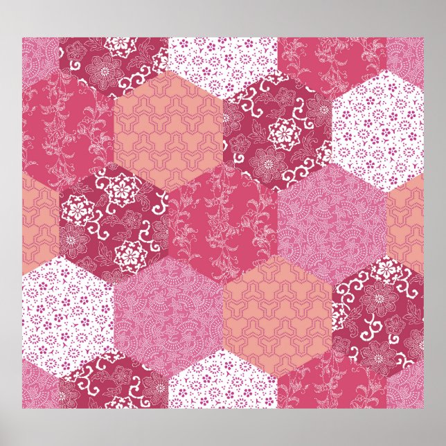 Japanese Style Patchwork Pattern Design Poster (Front)