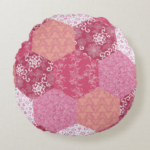 Japanese Style Patchwork Pattern Design Round Pillow