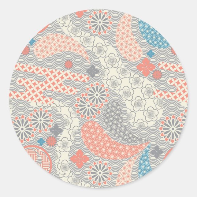 Japanese style pattern. Illustration. Classic Round Sticker (Front)