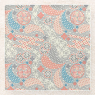 Japanese style pattern. Illustration. Glass Coaster