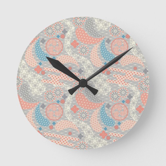 Japanese style pattern. Illustration. Round Clock (Front)