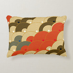 Japanese style scales waves seamless pattern in re accent pillow
