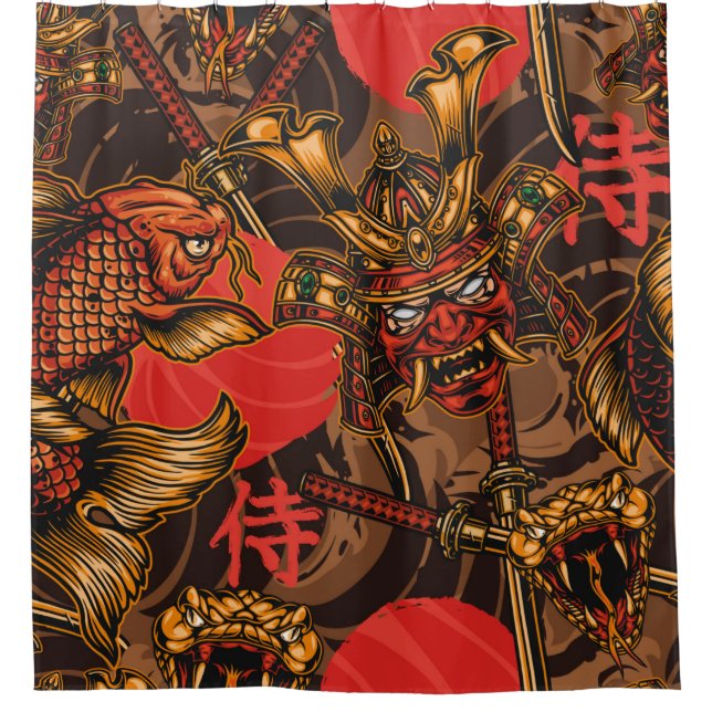 Japanese style vintage seamless pattern with samur (Front)