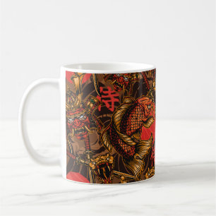 Japanese style vintage seamless pattern with samur coffee mug