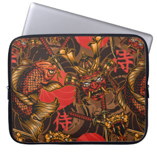 Japanese style vintage seamless pattern with samur laptop sleeve