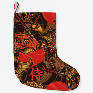 Japanese style vintage seamless pattern with samur small christmas stocking
