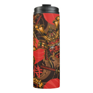 Japanese style vintage seamless pattern with samur thermal tumbler
