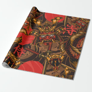 Japanese style vintage seamless pattern with samur wrapping paper