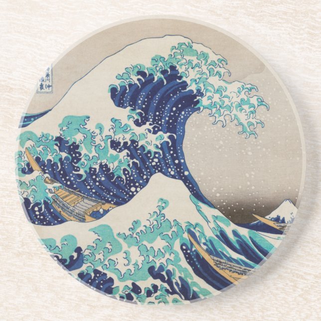 Japanese Style, Wave Two-Tone Coffee Mug Paper Cup Coaster (Front)