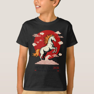Japanese Style Year Fire Horse Zodiac Sun Wave T-Shirt
