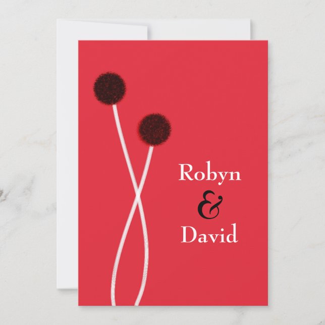 Japanese Sumi-e Red & Black Wedding Invitation (Front)