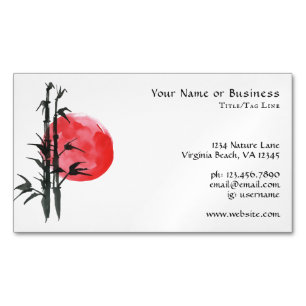 Japanese Sun and Bamboo Magnetic Business Card