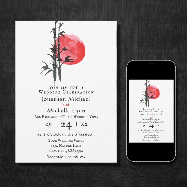 Japanese Sun and Bamboo Wedding Invitation (Creator Uploaded)