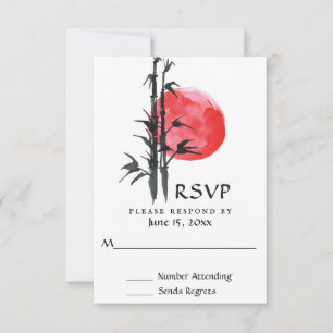 Japanese Sun and Bamboo Wedding RSVP Card