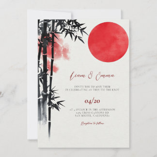 Japanese Sun Bamboo Wedding Invitation