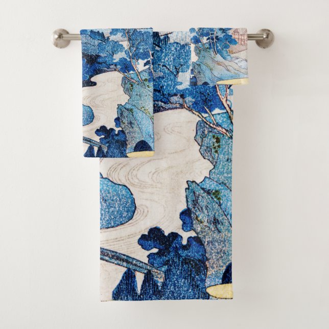 Japanese Sunrise Landscape, Kuniyoshi, Ukiyo-e Bath Towel Set (Insitu)