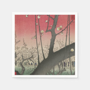 Japanese sunrise sunset plum estate trees napkin