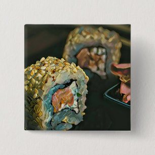 Japanese sushi 2 inch square button