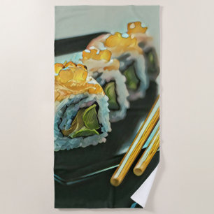 Japanese sushi beach towel