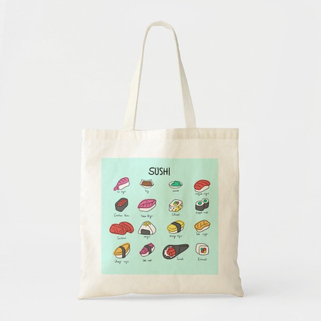 Japanese sushi collection on a your tote bag! (Front)