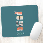 Japanese Sushi Custom Name Mouse Pad<br><div class="desc">A stack of sushi, nigiri and maki rolls for foodies.
Remove or change the name to customize.</div>