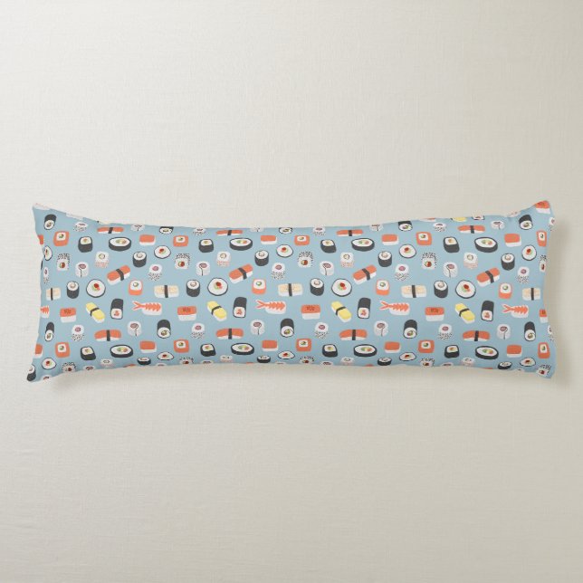 Japanese Sushi Nigiri Maki Roll Pattern Body Pillow (Front)