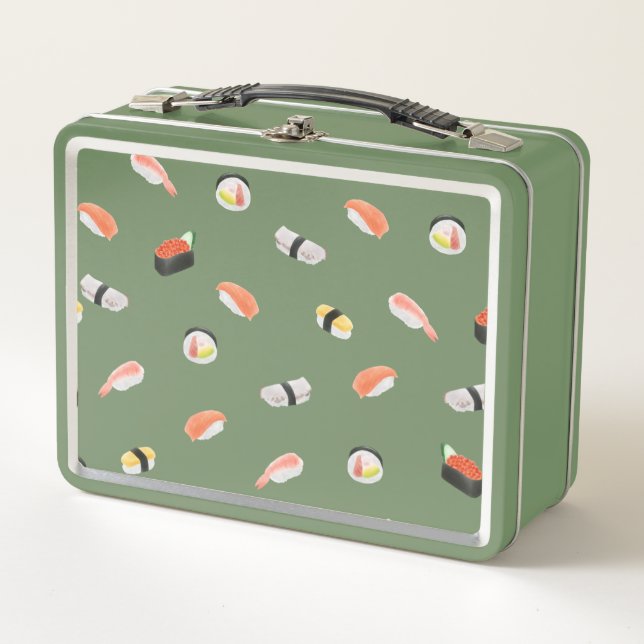 Japanese Sushi Pattern Metal Lunch Box (Front)