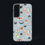 Japanese Sushi Pattern Samsung Galaxy Case<br><div class="desc">A Japaneses sushi,  maki roll and nigiri design on a duck egg blue background. Original art by Nic Squirrell.</div>