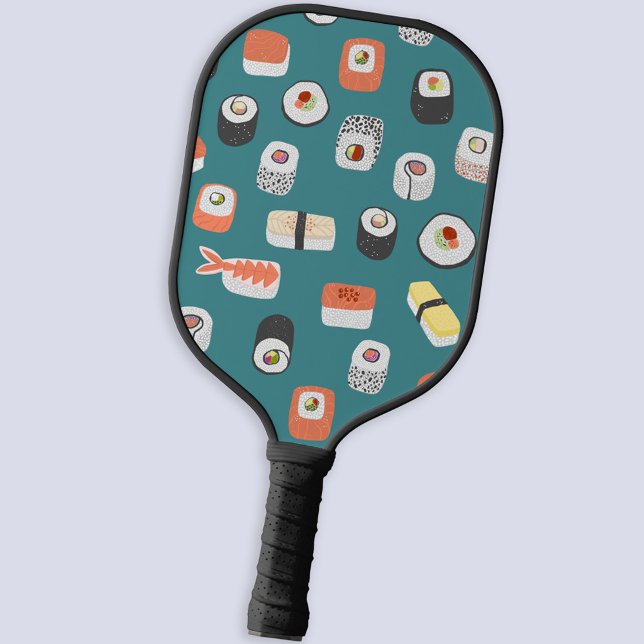 Japanese Sushi Pickleball Paddle (Fun Japanese sushi food art pattern pickleball paddle)