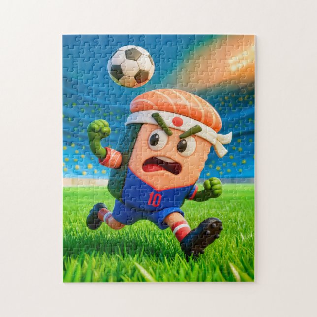 Japanese sushi roll soccer player in stadium jigsaw puzzle (Vertical)
