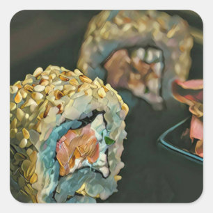 Japanese sushi square sticker
