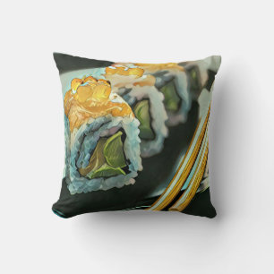 Japanese sushi throw pillow