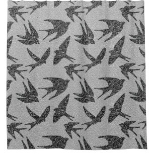 Japanese Swallows in Flight, Charcoal & Light Grey