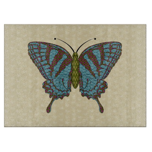 Japanese Swallowtail Glass Cutting Board (Front)