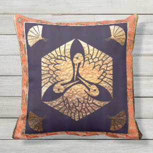 Japanese Swan Traditional Motif Throw Pillow