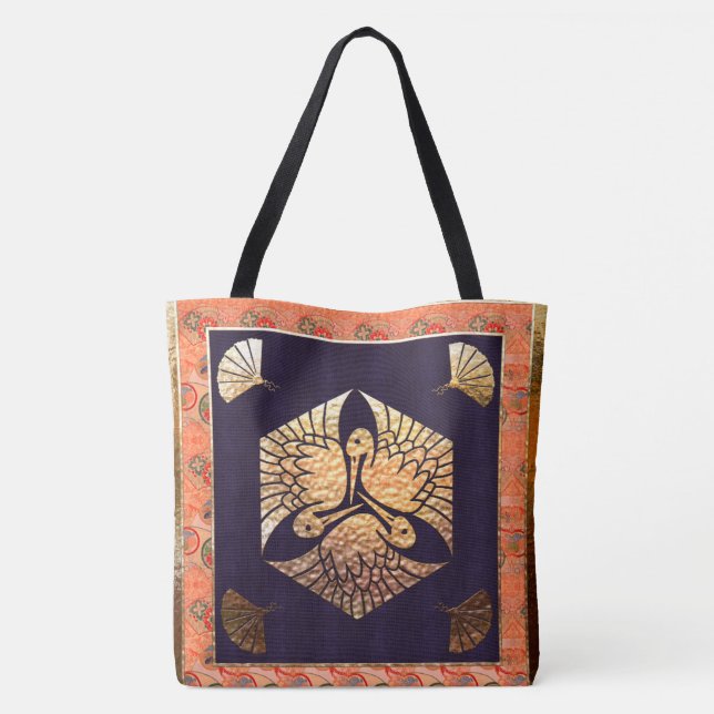 Japanese Swan Traditional Motif Tote Bag (Back)